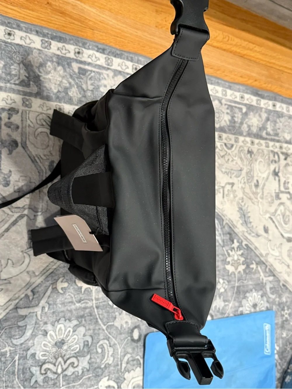 Hunter Black Backpack with Red Zipper Accent